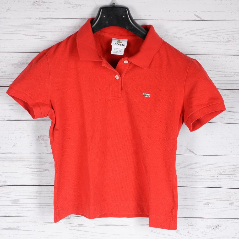 Lacoste Women's Red Polo Size 42 Slim Fit